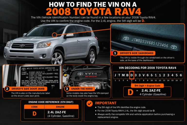 2008 Toyota RAV4 engine vin