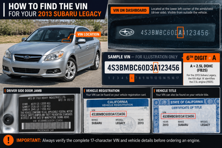 2013 subaru legacy engine vin
