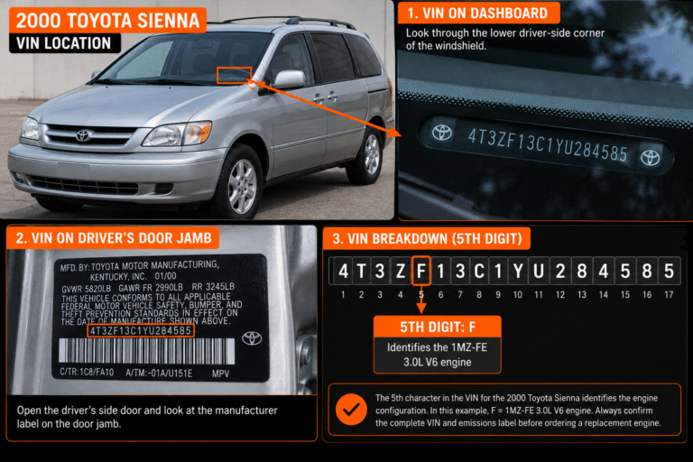 2000 Toyota Sienna Engine – 3.0L vin