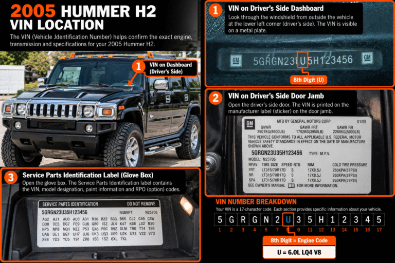 2005 Hummer H2 Engine – 6.0L vin